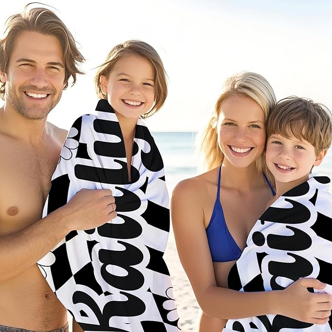 JML Personalized Beach Towel with Name, Custom Flower Beach Towel, Customized Microfiber Pool Towel, Quick Dry & Absorbent Swim Towel for Adult,Mother's Day, Birthday, Summer Holiday,Vacation