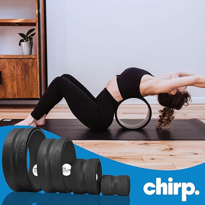 Chirp Wheel Foam Roller – Targeted Back & Neck Relief, Lumbar Spine Stretcher, Spinal Decompression Back Stretcher, Massage Roller with Density Foam for Physical Therapy, Supports 500lbs, 4-Pack Black