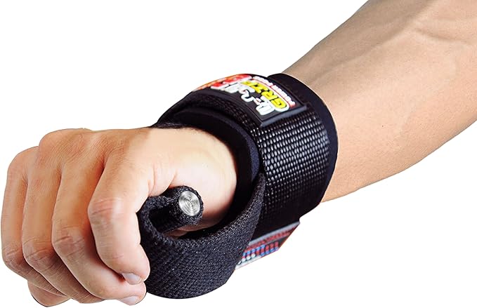 Lifting Dowel Straps Neoprene Padded Wrist Wraps Power Weight Lifting Training Gym Grips Straps Wrist Support Bandage Set of 2 Alternative to Hooks (Black)