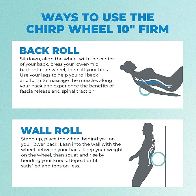 Chirp Wheel Foam Roller – Targeted Back & Neck Relief, Lumbar Spine Stretcher, Spinal Decompression Back Stretcher, Massage Roller with Density Foam for Physical Therapy, Supports 500lbs, 10-Inch Mint