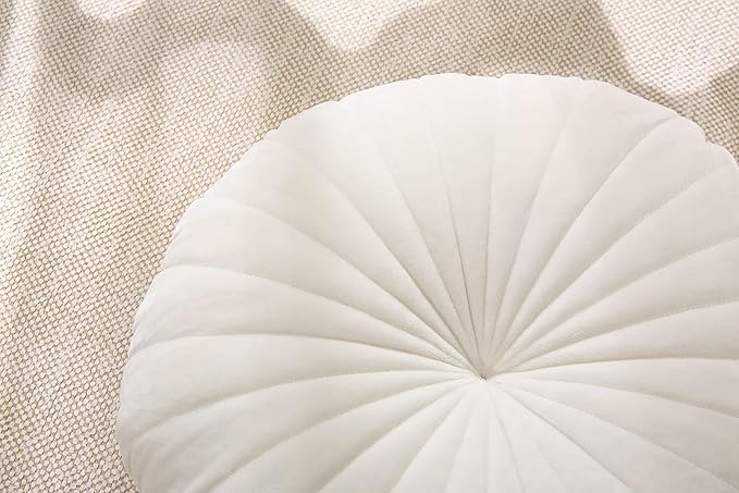 Floor Pillow Meditation Cushion Round Large Floor Pillows Seating for Adults, Velvet Thick Floor Cushions for Yoga Living Room Balcony Outdoor Tatami 18inch(Beige)