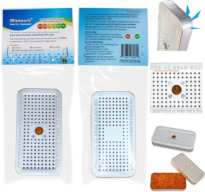 Silica Gel Canister, 40 Gram 150 Pack Silica Gel Desiccant Canister (Orange to Green), Reusable Desiccant Dehumidifier