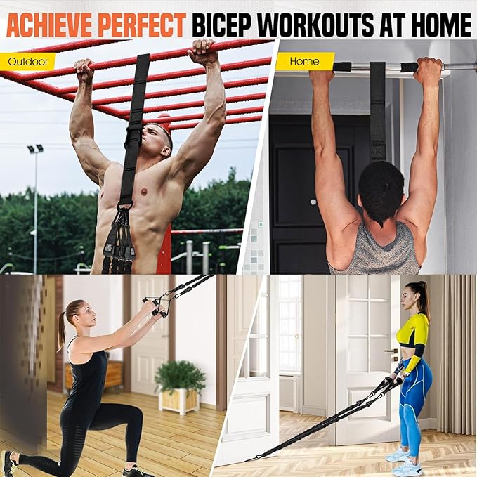 Adjustable Heavy Duty Pull Up Assistance Bands with Fabric Feet and Knee Rest - Pull Up Resistance Bands for Men, Women, and Seniors - Perfect for Dip and Resistance Strength Training Glamflex