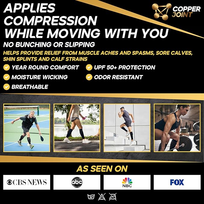 CopperJoint Wide Calf Compression Sleeve Men - Compression Calf Sleeve Women, Leg Sleeves for Men, Knee and Legs Sleeves Support for Runners, Basketball, Workout, Sports, 20-30mmHg - 3X-Large