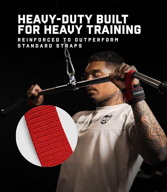 Gymreapers Weight Lifting Straps With Dowel - Wrist Straps for Weightlifting - Workout Deadlift Wrist Weights - Reinforced Stitching & Padded Fit Gym Accessories for Strength & Gym Hand Grip