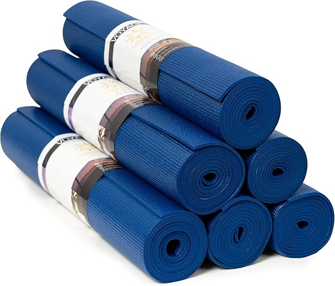 Sunshine Yoga Voyage Yoga Mat, 6 Pack, 72" x 24" Professional Studio and Gym Bulk Yoga Mats, 5mm Thick, Durable, Anti-Tear, Non Slip Fitness and Exercise Mats