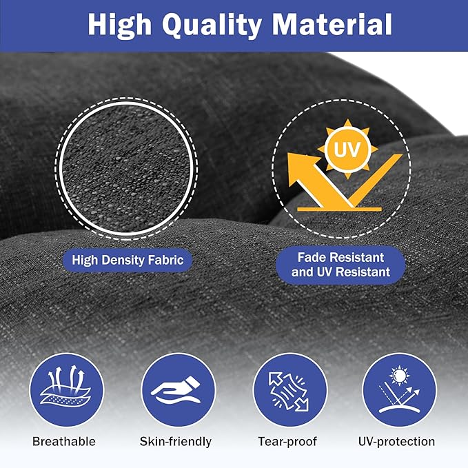 Bench Cushions for Outdoor Furniture, 42 x 16 Inch Outdoor Bench Cushion, Patio Bench Cushion with Durable Ties, Long Patio Seat Cushions for Garden, Indoor, Kitchen&Dining, Black