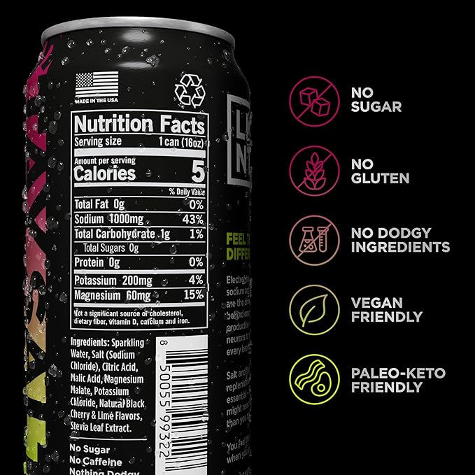 Drink LMNT Sparkling Electrolyte Drink - Black Cherry Lime | 12-Count