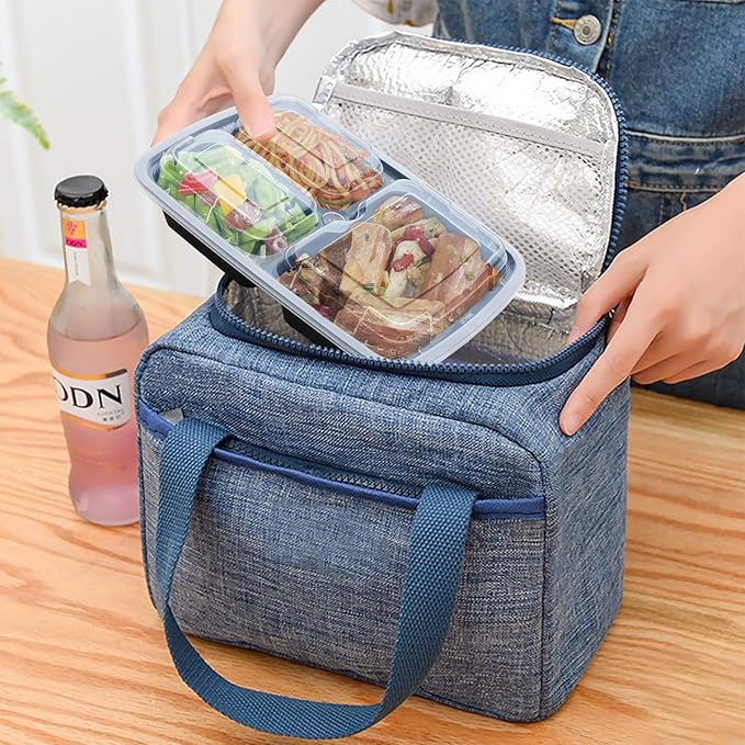 Enther Meal Prep Containers with Lids 20 Pack 3 Compartment Food Storage Bento Lunch Box BPA Free, Reusable, Microwave/Dishwasher/Freezer Safe, 24oz Black Small