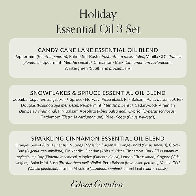 Edens Garden Christmas Essential Oil Blends Holiday 3 Set – 100% Pure Therapeutic Grade, Natural & Free of Fragrance Oil – for Autumn & Winter Festive Season - Ideal for Home Diffusers, 10 ml/ 3 Pack