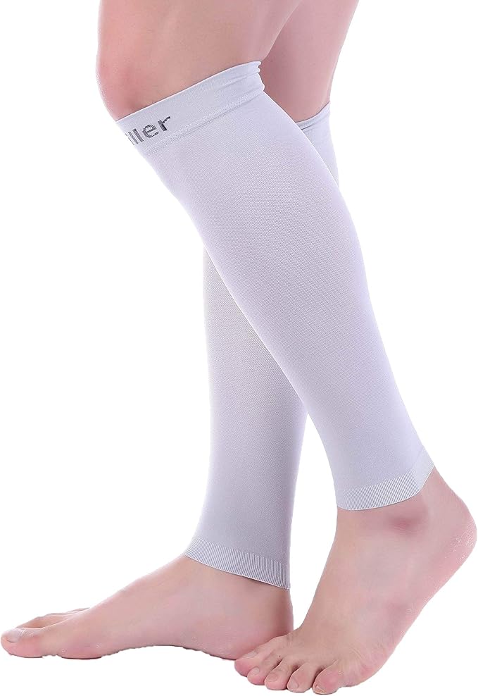 Doc Miller Compression Calf Sleeve for Men & Women, Premium Medical Grade, 15-20mmHg Graduated Support for Running, Calf Tear, Shin Splints, Knee High, Calf Sleeves, 1 Pair