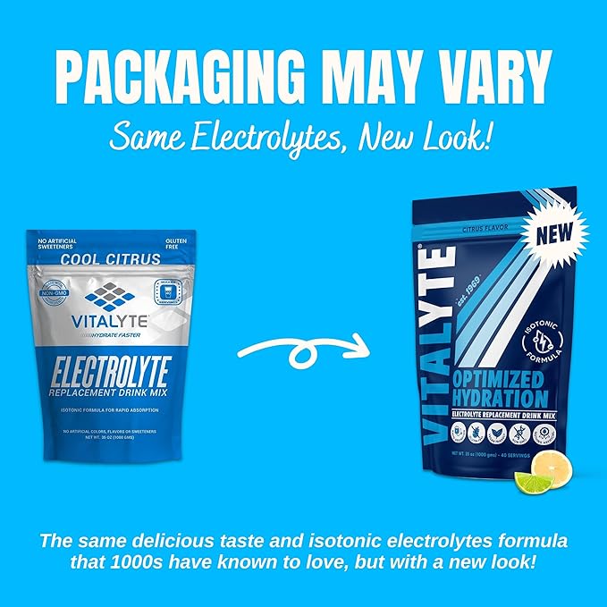 Vitalyte Electrolyte Powder Drink Mix, Isotonic Electrolyte Hydration Mix, Gluten Free Post Workout Powder Mix, Pack of 1, 35 oz., Cool Citrus Flavor
