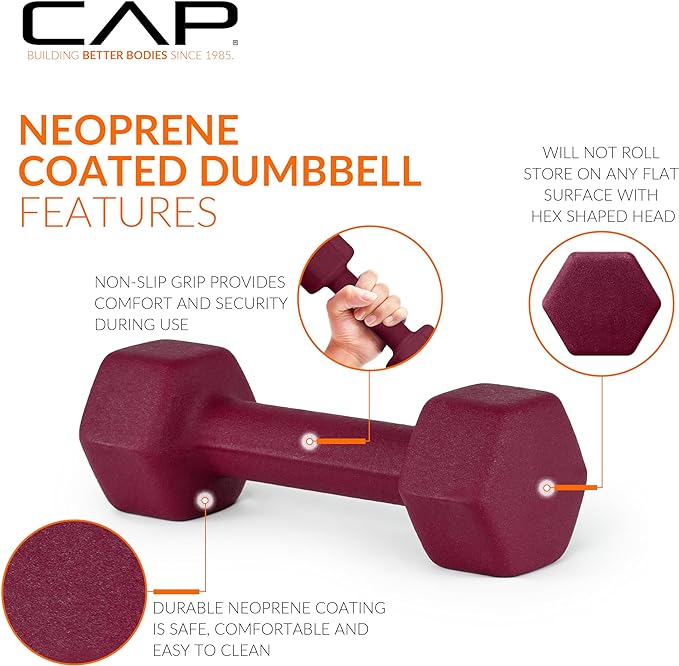 CAP Barbell Neoprene Dumbbell Weights Pairs & Sets | Multiple Colors