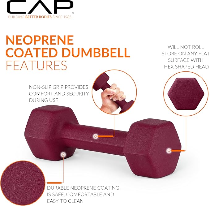 CAP Barbell Neoprene Dumbbell Weights Pairs & Sets | Multiple Colors