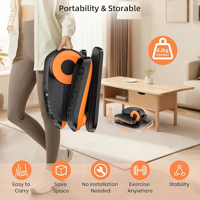 Under Desk Elliptical Machine with Remote Control, 12-Speed Electric Leg Exerciser for Home & Office, Quiet Portable Pedal Exerciser for Adults, Seniors and Everyone Seeking Easy Fitness