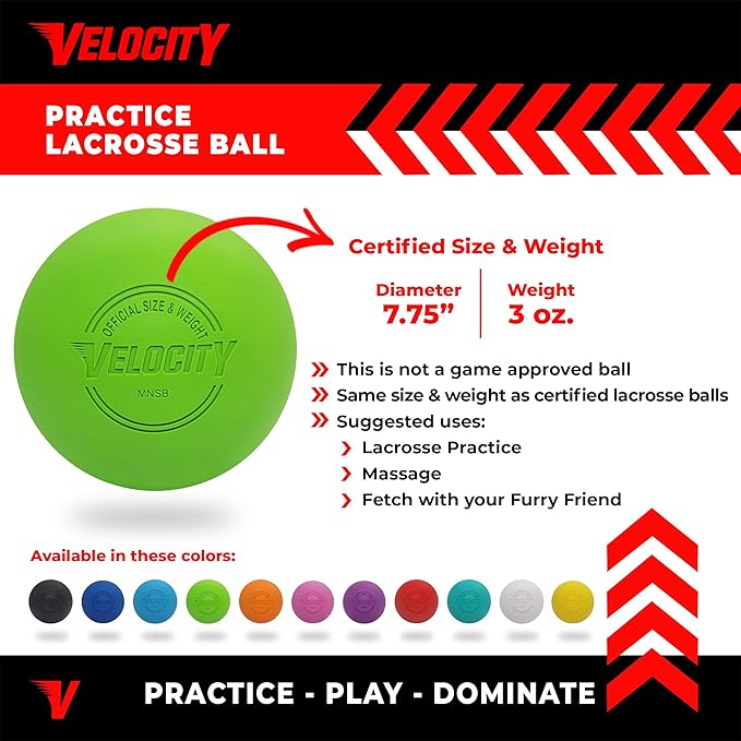 Velocity Lacrosse Balls - 1, 2, 3, 6, 12, 18, 24, 36, 60 and 120 Packs - for Practice, Official NFHS and College Approved Size