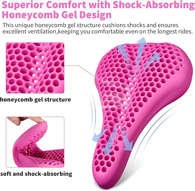 DAWAY Comfortable Bike Seat Cover - Silicone Gel & Memory Foam Padded Bike Seat Cushion for Men Women - Soft Bicycle Saddle Cover for Peloton, Stationary Exercise, Mountain Road Bikes - XL/Large/Small