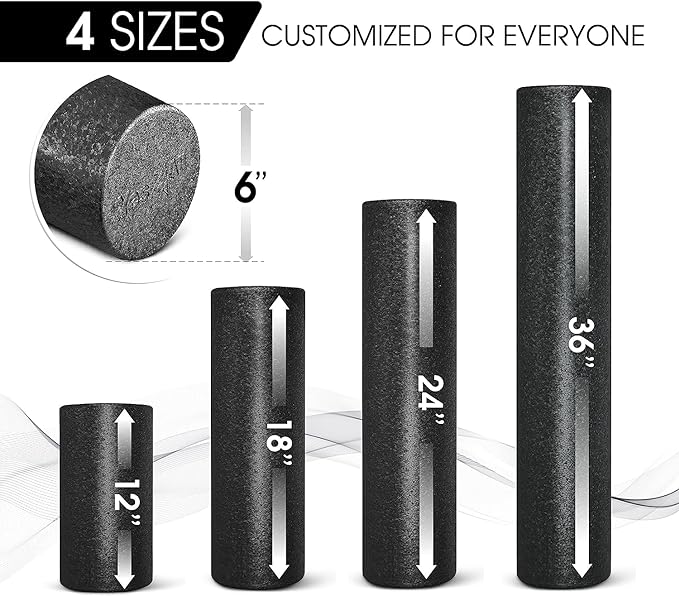 Yes4All High-Density EPP Round Back Roller Foam, Exercise Foam Roller for Yoga, Pilates & Stretching - 12, 18, 24, 36 inch