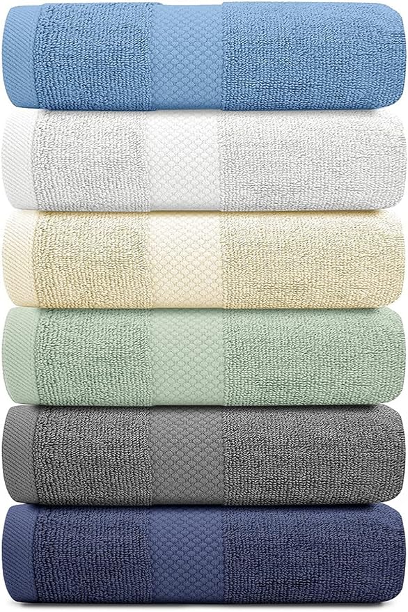 White Classic Luxury Hand Towels for Bathroom-Hotel-Spa-Kitchen-Set - Circlet Egyptian Cotton - 16x30 Inches - Set of 6 (Multi)