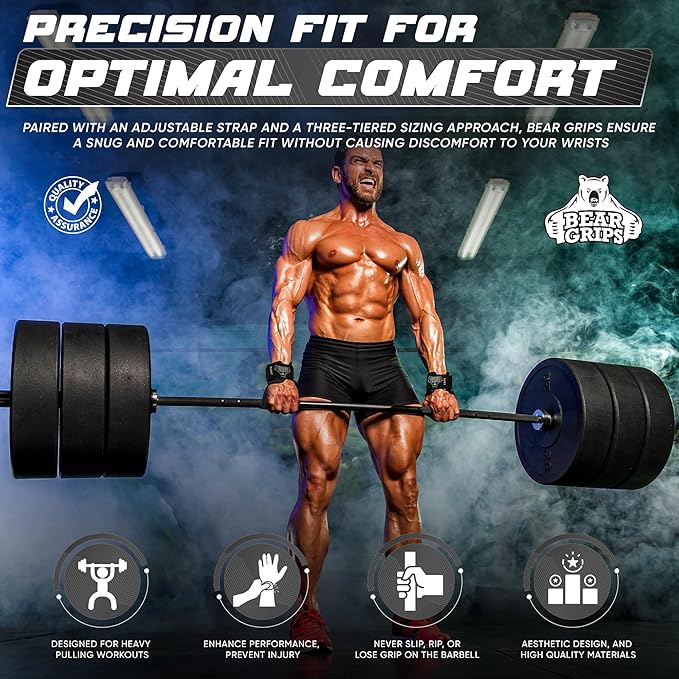 Bear Grips Wrist Straps for Weightlifting Alternative to Traditional Lifting Straps Gym, Modern Weight Lifting Straps, Deadlift Straps, Gym Straps. Lifting Grips with Wrist Support, for Men and Women