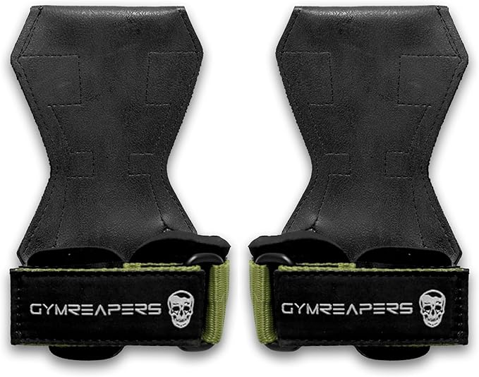 Gymreapers Weight Lifting Grips (Pair) for Heavy Powerlifting, Deadlifts, Rows, Pull Ups, with Neoprene Padded Wrist Wraps Support and Strong Rubber Gloves or Straps for Bodybuilding