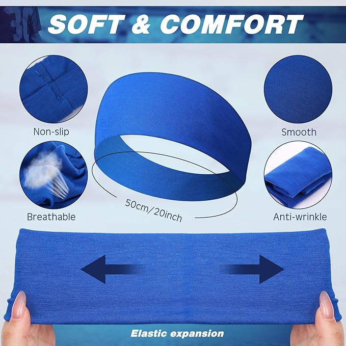 18 Pcs Sports Sweatbands for Men Women Camo Headbands Workout Non Slip Headbands Breathable Head Band Fitness Stretchy Unisex Hairband for Yoga Running Cycling Ball