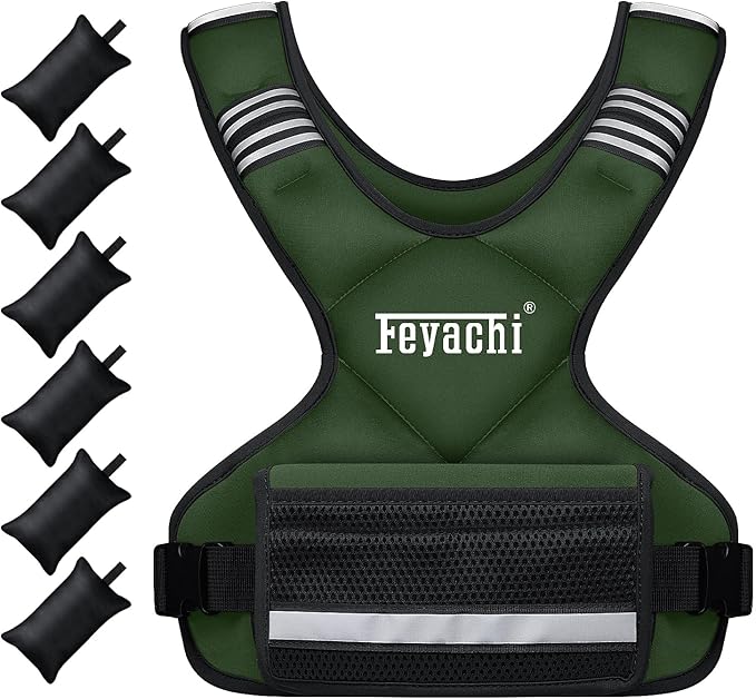 Feyachi Adjustable Weighted Vest - 3-12 lbs/12-20 lbs/20-32 lbs X Type Weight Vest with Reflective Stripe Ideal for Running Workout and Training