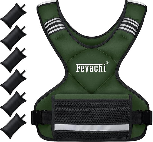 Feyachi Adjustable Weighted Vest - 3-12 lbs/12-20 lbs/20-32 lbs X Type Weight Vest with Reflective Stripe Ideal for Running Workout and Training