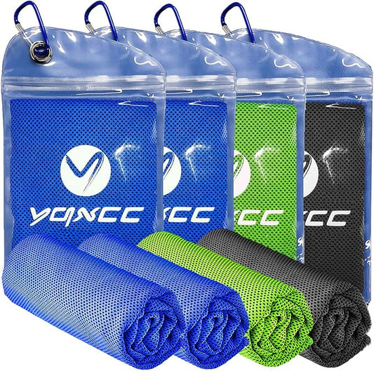 YQXCC Cooling Towels | 4 Pack 47"x12" | Ice Cool for Neck | Microfiber Soft Breathable Chilly | for Yoga, Sports, Golf, Gym, Camping, Running, Fitness, Workout & More Activities