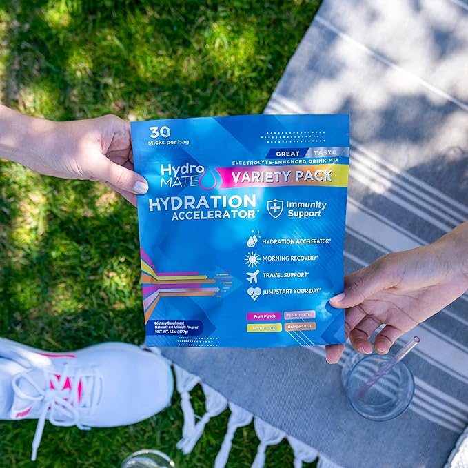 HydroMATE Electrolyte Powder Variety Pack Bulk Hydration Packets Low Sugar 90 Count
