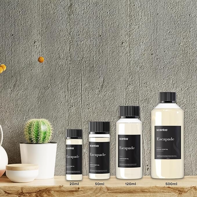 Scentia Hotel Diffuser Oil Inspired by 5-Star Hotel Scent - 500 ml 16.9 fl oz - Fragrance Oil Blend Botanical Jasmine & Marine Notes for Aromatherapy Diffusers - Escapade, Mothers Day Gift