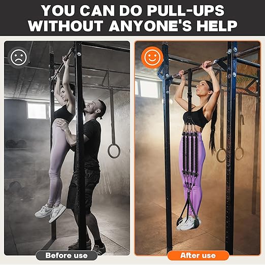 Pull Up Assistance Bands - Adjustable Heavy Duty Pull Up Assist Workout Bands for Men, Women, and Seniors - Resistance Bands for Pull Ups - Pull Up Bar Accessories (Black)