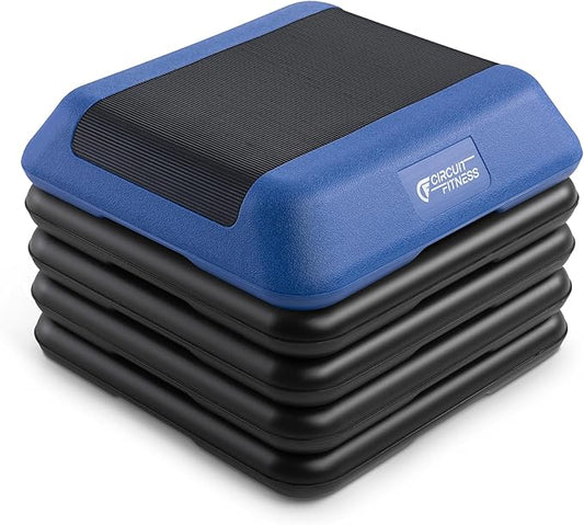 Circuit Fitness by Marcy 16 x 16 inches Adjustable Height Aerobic Step Platform with Adjustable Risers, Non-Slip Rubber Surface, Home Exercise Fitness Training, Multiple Color Options