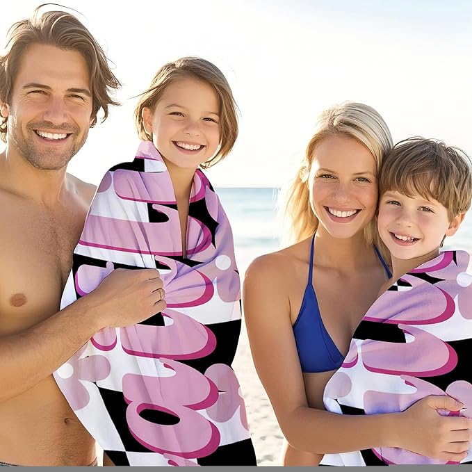 JML Personalized Beach Towel with Name, Custom Flower Beach Towel, Customized Microfiber Pool Towel, Quick Dry & Absorbent Swim Towel for Adult,Mother's Day, Birthday, Summer Holiday,Vacation