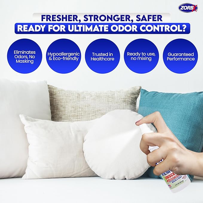 ZORBX Unscented Odor Eliminator for Strong Odor 2 Fl Oz, Pack of 1 - Used in Hospitals & Healthcare Facilities - Advanced Formula, Fast-Acting Odor Remover Spray for Dog, Cat, House & Carpet