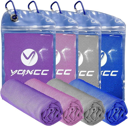 YQXCC Cooling Towels | 4 Pack 47"x12" | Ice Cool for Neck | Microfiber Soft Breathable Chilly | for Yoga, Sports, Golf, Gym, Camping, Running, Fitness, Workout & More Activities