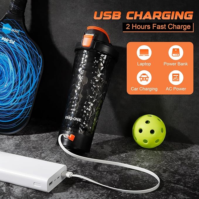 Electric Shaker Bottle, 24oz Lockable Blender Cup Electric Protein Shaker Bottles, Tritan USB C Rechargeable Mixer, Portable Shaker Cups for Protein Shakes for Men Women, Black and Orange