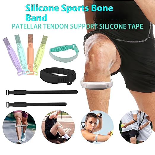 Sports Silicone Patellar Tendon Support Strap: Adjustable 2pcs Knee Brace or Pain Relief & Knee Band Stabilizer for Tendonitis Jumpers Running Sports Basketball Women (Green)