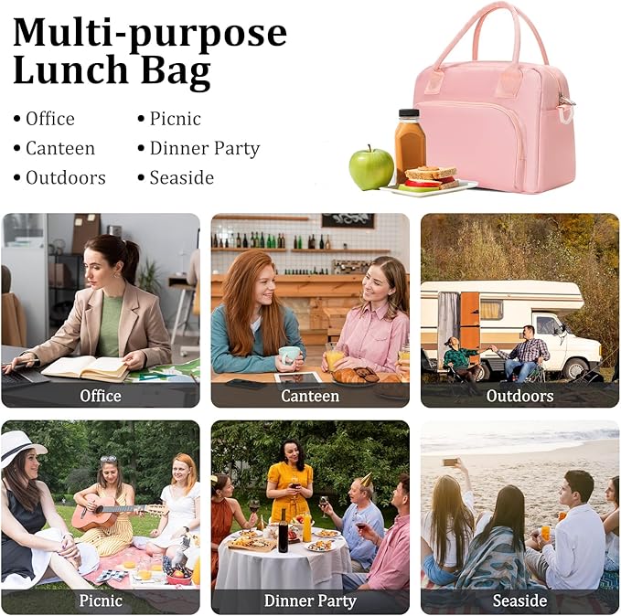 Insulated Lunch Bag for Women Men Large Reusable Lunch Box Adult Leakproof Portable Cooler Tote Bags for Work Picnic