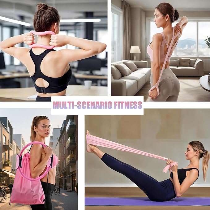 Pilates Kit Pilates Essentials Kit for Women 13 PCS Pilates Ring and Ball Set with Resistance Band,Adjustable Ankle Wrist Weights,Stretch Ring,Exercise Bands,Pilates Equipment for Home Workouts