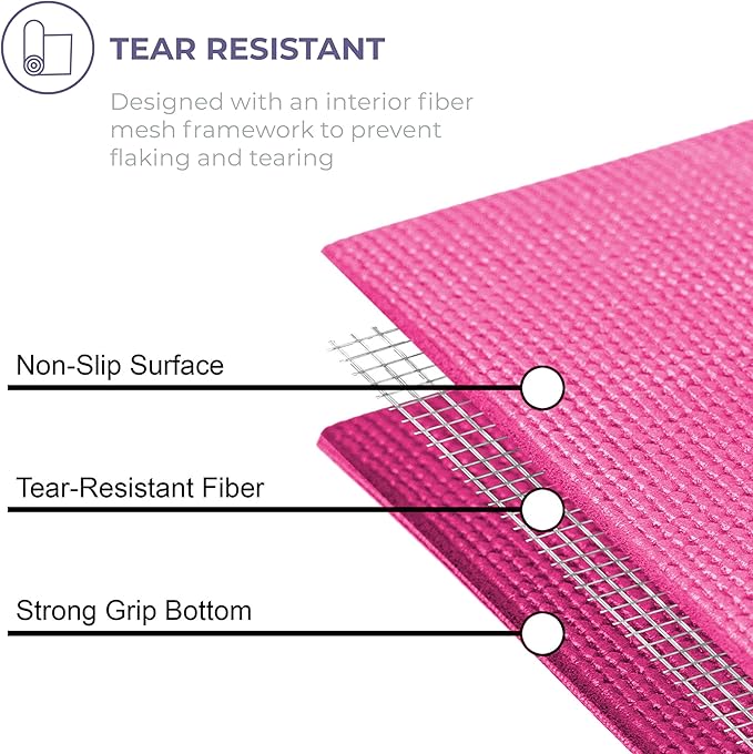 Sunshine Yoga Voyage Yoga Mat, 6 Pack, 72" x 24" Professional Studio and Gym Bulk Yoga Mats, 5mm Thick, Durable, Anti-Tear, Non Slip Fitness and Exercise Mats