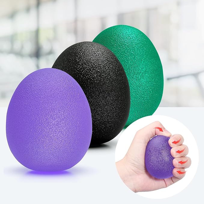 Peradix Hand Grip Strength Trainer, Stress Relief Ball, Wrist Rehab Therapy Hand Grip Equipment Ball Squishy Tools - Set of 3 Finger Resistance Exercise Squeezer