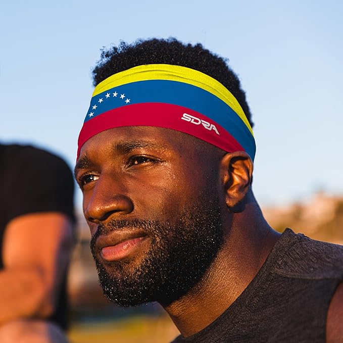 Suddora Country Flag Headbands, Wide National Flag Headbands for Sports Events, Non-Slip Fabric Sweatbands for Soccer, Tennis, Workout, Costume