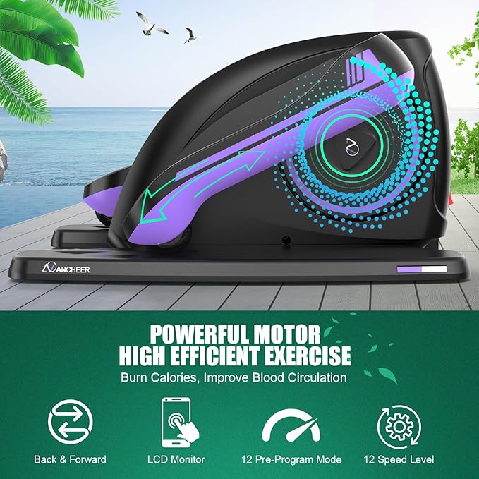 ANCHEER Under Desk Elliptical, Electric Ellipse Leg Exerciser While Sitting for Seniors Adults, Quiet Portable Motorized Seated Foot Pedal Exerciser with Remote Control for Home Office Use