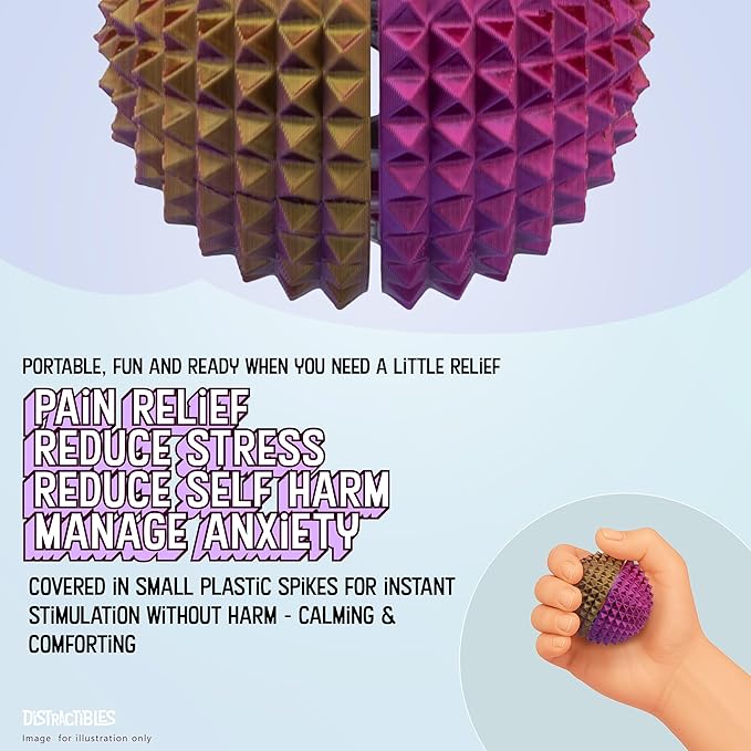 Round Spiked Sensory Fidget Clicker, Tactile Stimming Device with Mechanical Clicky Switches, Lanyard Attachment, Ideal for Pain Stim, ADHD, Autism & Stress Relief (NEON Harmony, Large)