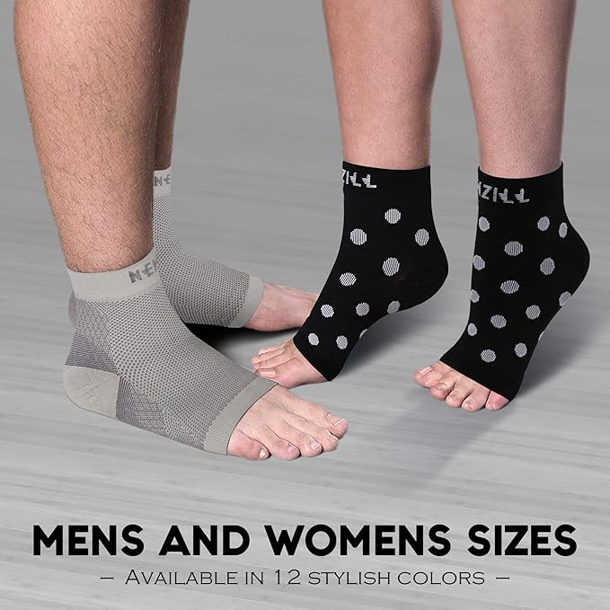 NEWZILL Plantar Fasciitis Socks with Arch Support, BEST 24/7 Foot Care Compression Sleeve, Eases Swelling & Heel Spurs, Ankle Brace Support, Increases Circulation (XXL, Dot Black/White/Blue)