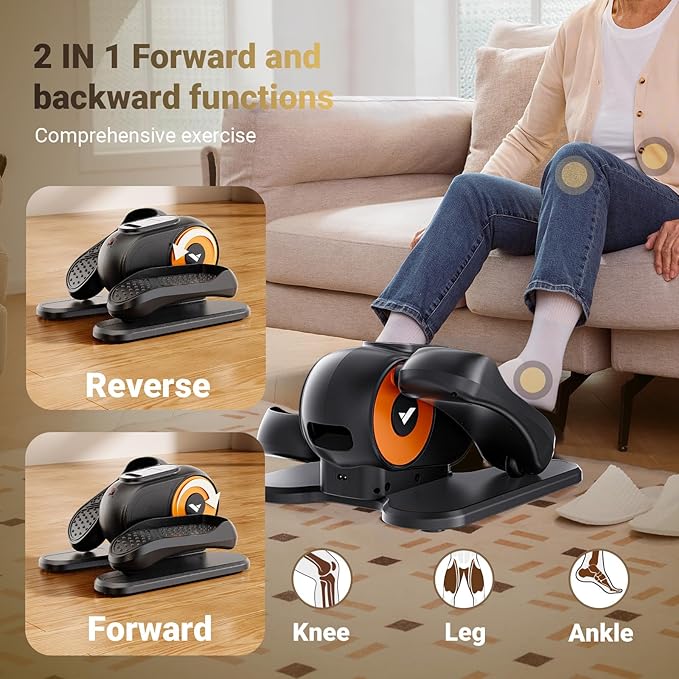 MERACH Under Desk Elliptical Machine, Ellipse Leg Exerciser as Seen on TV for Seniors with Remote Control & 12-Speeds, Quiet Portable Electric Seated Pedal Exerciser Machine for Home Office