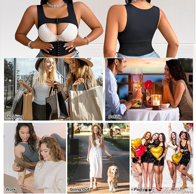 Front Closure Chest Brace Up for Women Lightweight Posture Corrector Sleeveless Slimming Back Brace Support Shaper