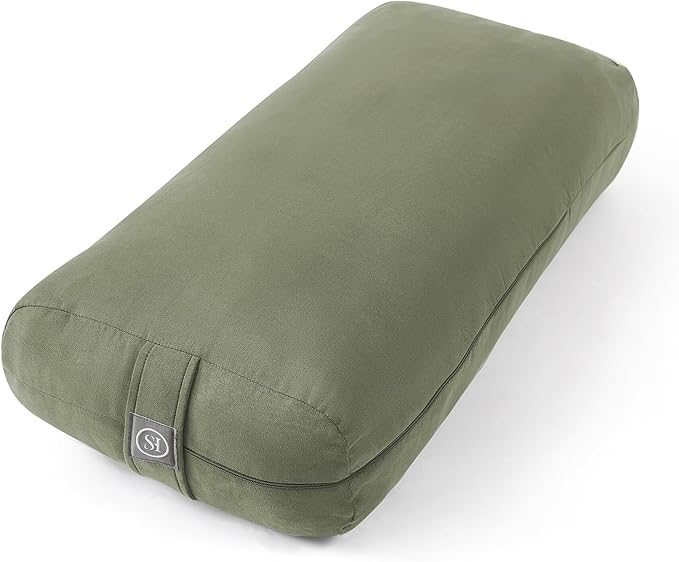 Meditation Cushion Bolster Pillow for Restorative Yoga β Supportive Cushion for Meditation, Pilates, and Relaxation β Filled with Buckwheat Hulls - Removable Cover