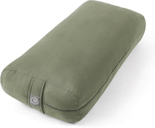 Meditation Cushion Bolster Pillow for Restorative Yoga – Supportive Cushion for Meditation, Pilates, and Relaxation – Filled with Buckwheat Hulls - Removable Cover